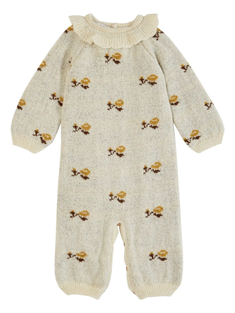 Emile et Ida Cream Knit One-Piece with Mustard Floral pattern